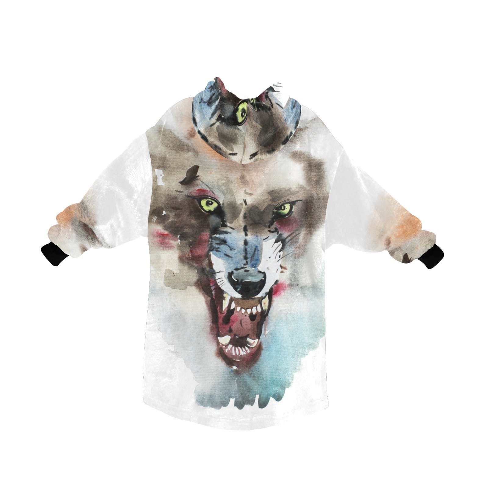 Men's Angry Wolf Abstract Blanket Hoodie