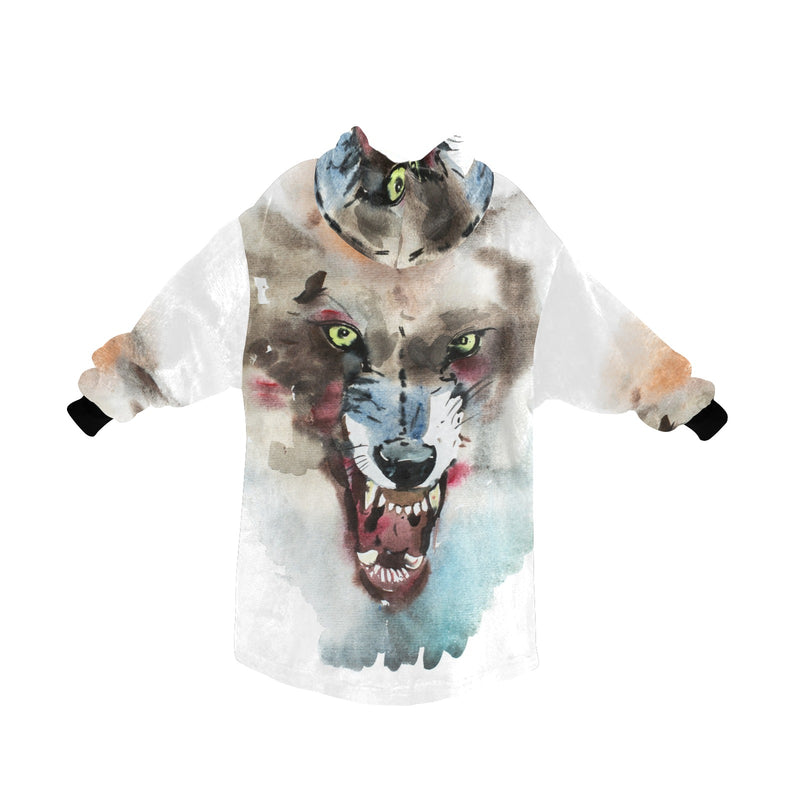 Men's Angry Wolf Abstract Blanket Hoodie