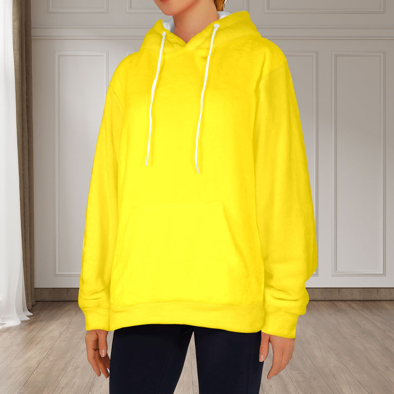 Women's Golden Yellow Solid Flannel Hoodie