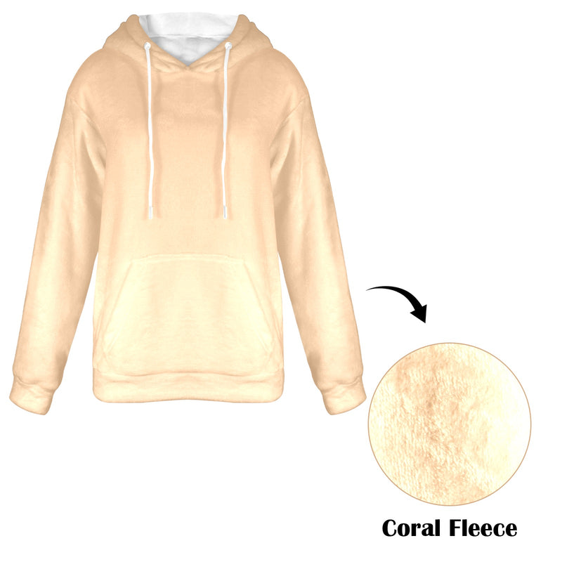 Women's Peach Puff Solid Flannel Hoodie