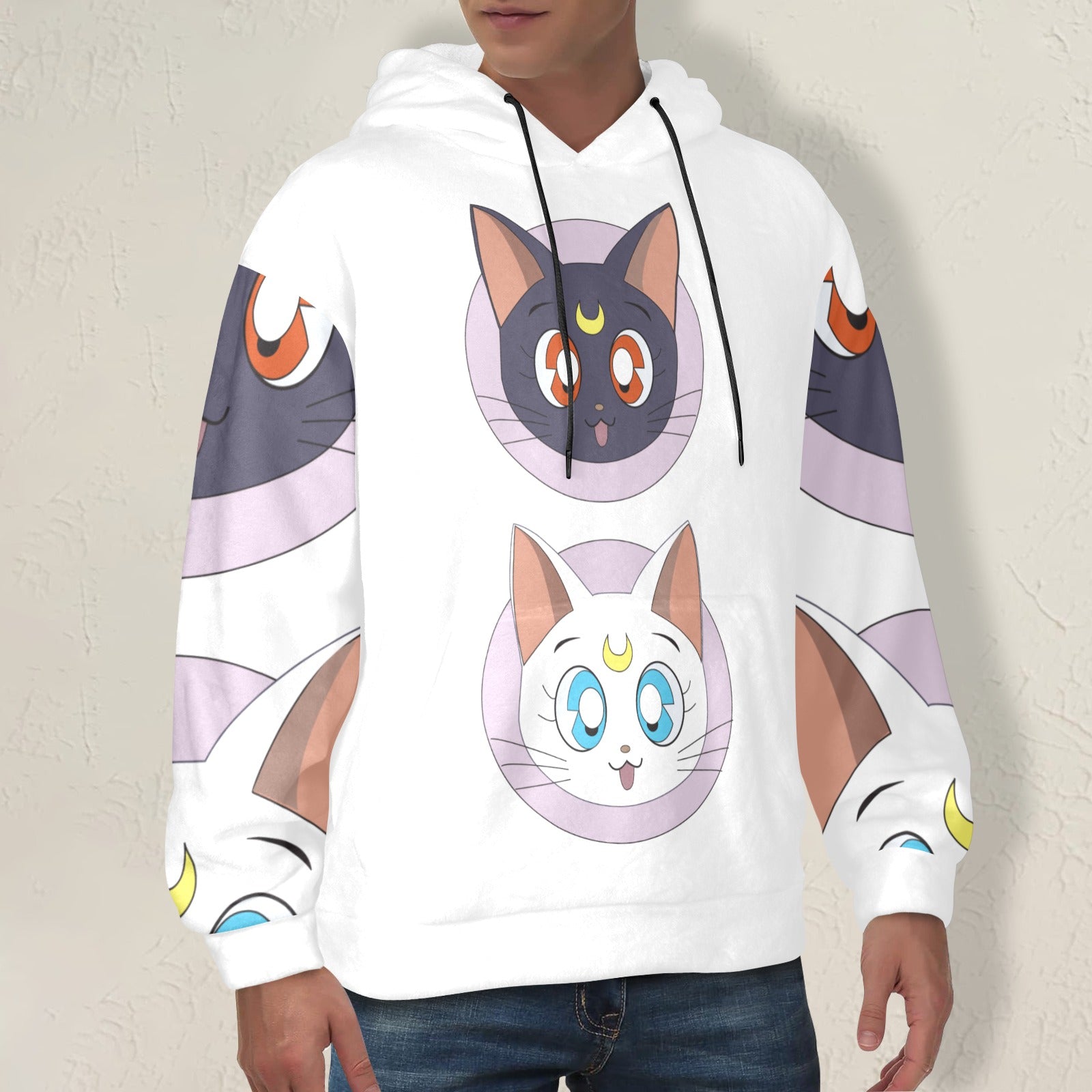 Men's Sailor Moon Cat Anime Flannel Hoodie