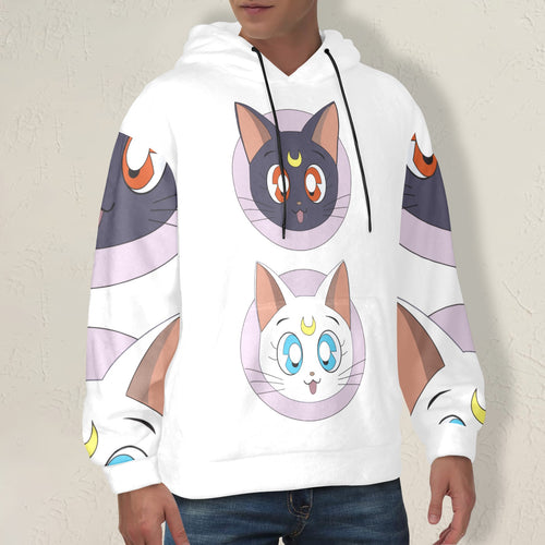 Men's Sailor Moon Cat Anime Flannel Hoodie