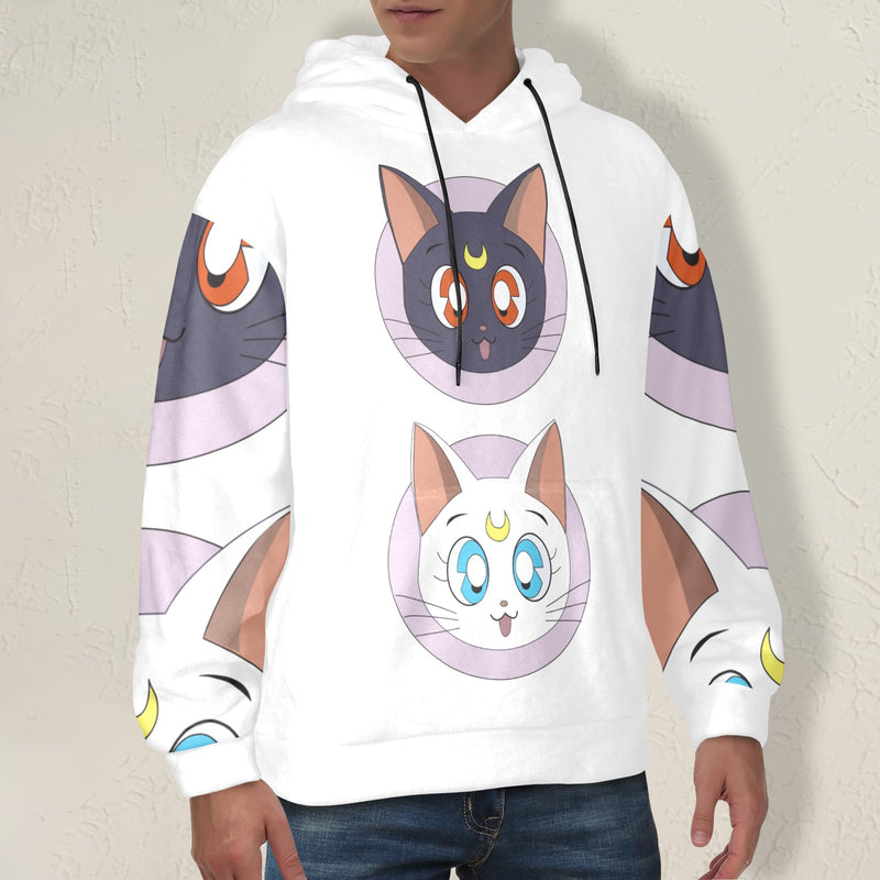 Men's Sailor Moon Cat Anime Flannel Hoodie