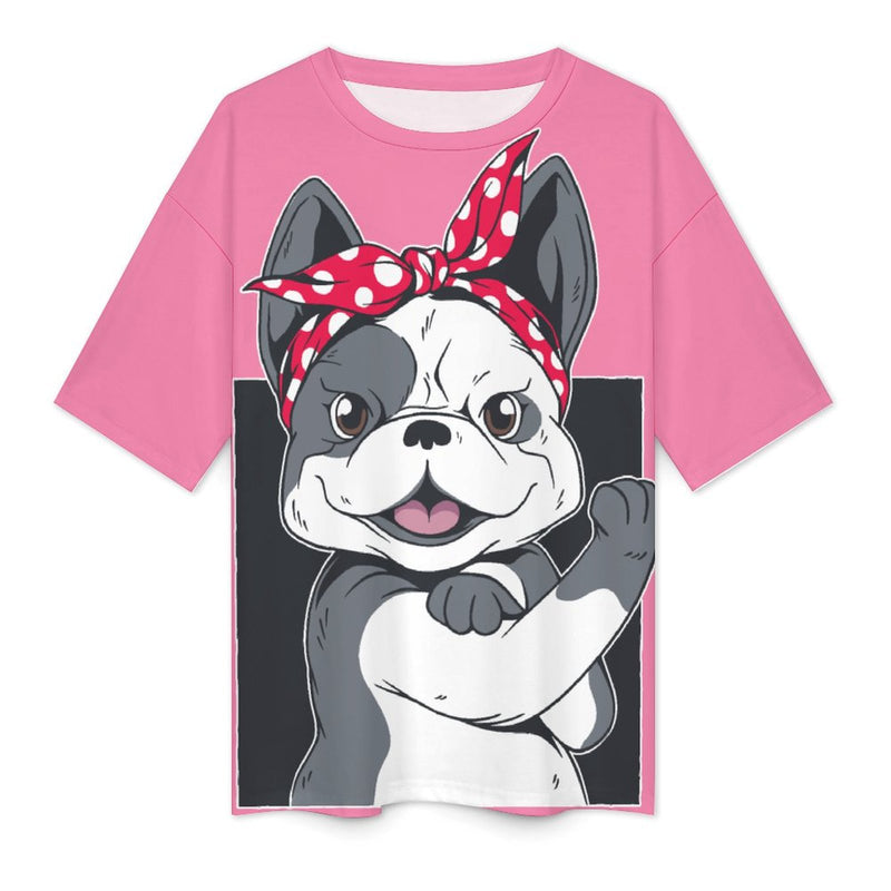 Women's Puppy Power Abstract Oversized T-shirt