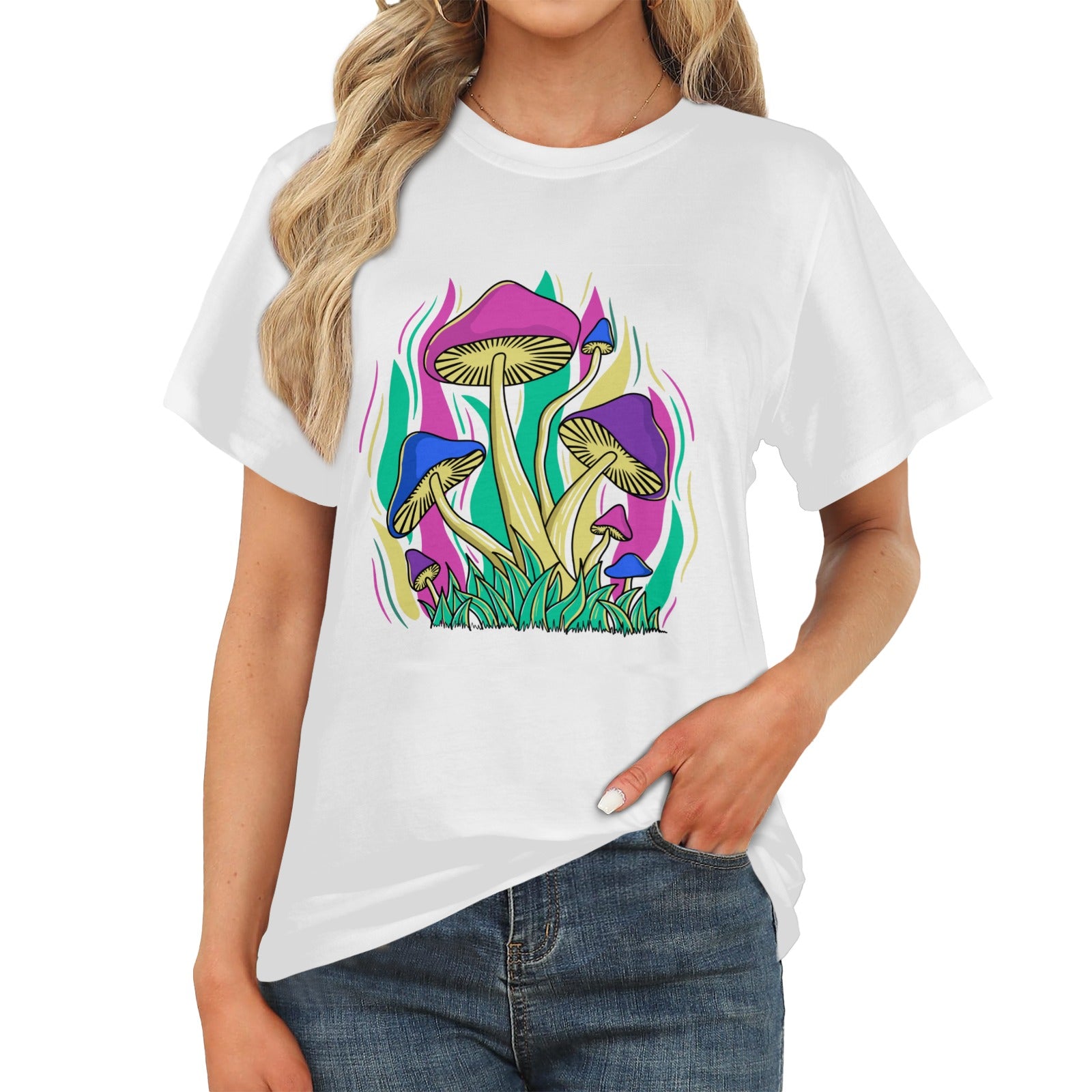 Women's Funky Mushroom Colony Acid & Punk Classic Fit T-shirt