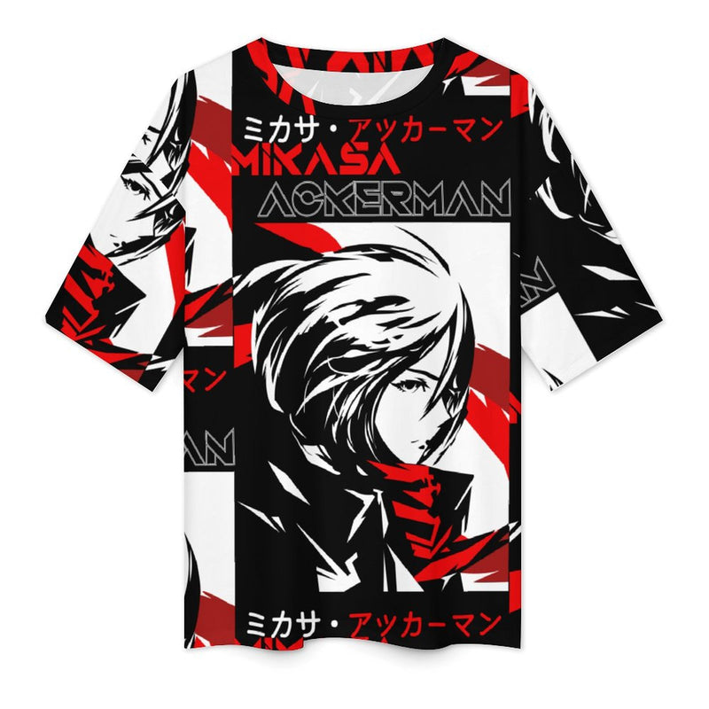 Women's Mikasa Ackerman Attack on Titan Anime Oversized T-shirt