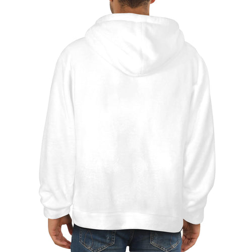 Men's White Solid Flannel Hoodie