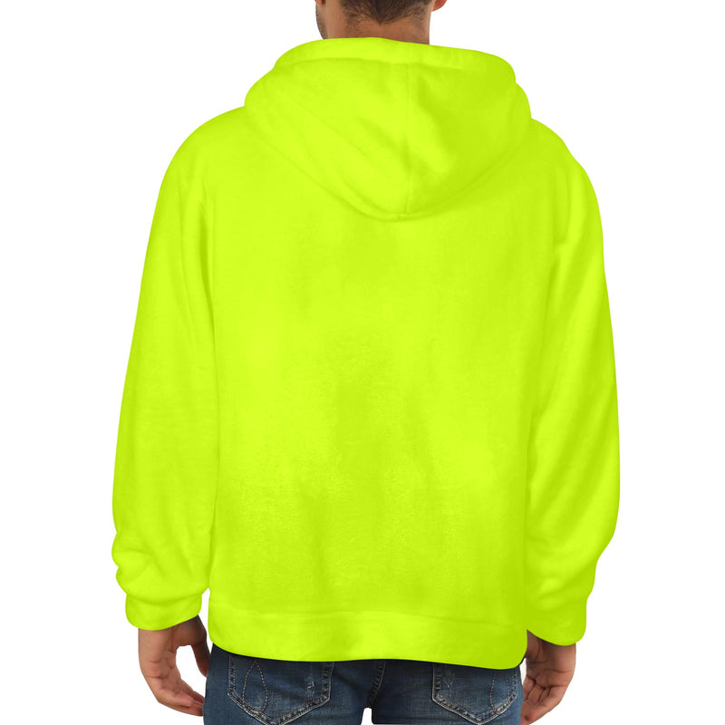 Men's Fluorescent Yellow Solid Flannel Hoodie
