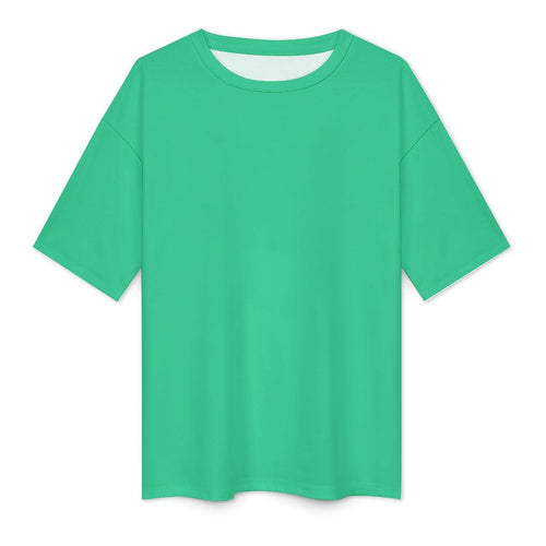 Women's Caribbean Green Solid Oversized T-shirt