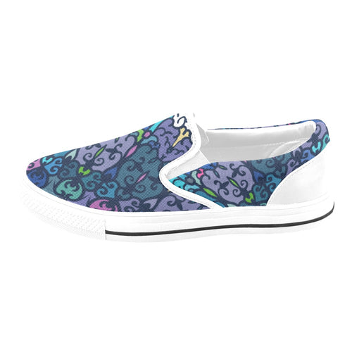 Women's Cosmic Blue Swirl Abstract Slip-on Shoes