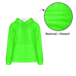 Men's Electric Green Solid Flannel Hoodie