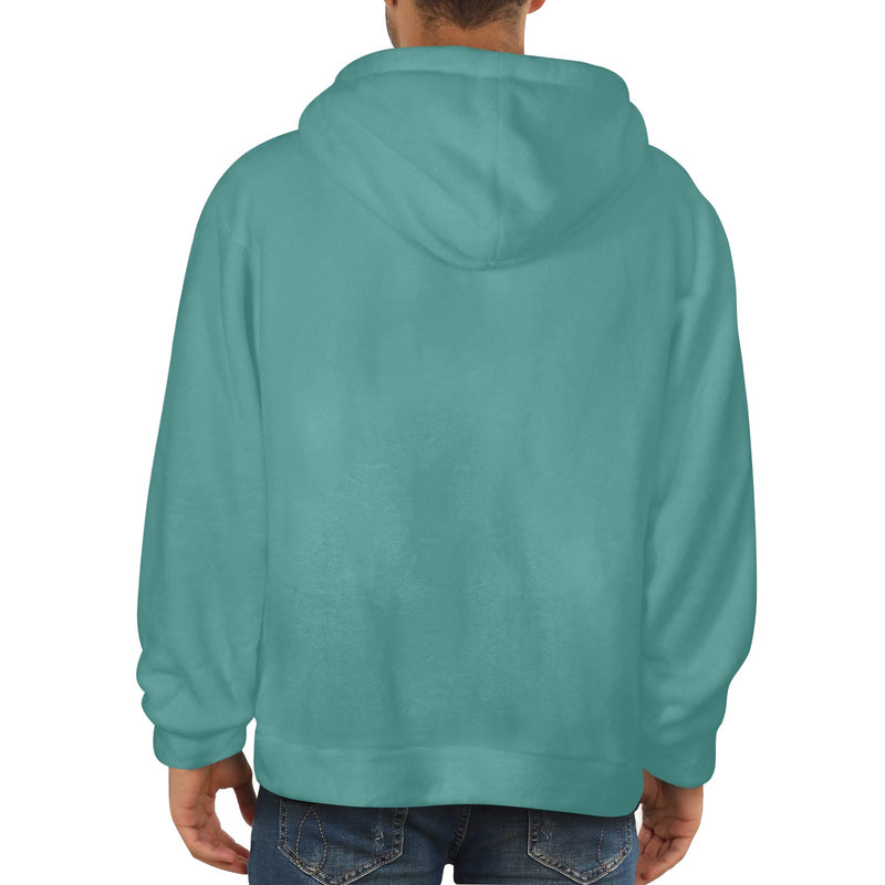 Men's Teal Blue Solid Flannel Hoodie
