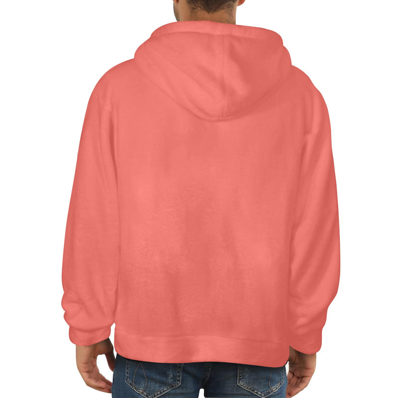 Men's Coral Pink Solid Flannel Hoodie