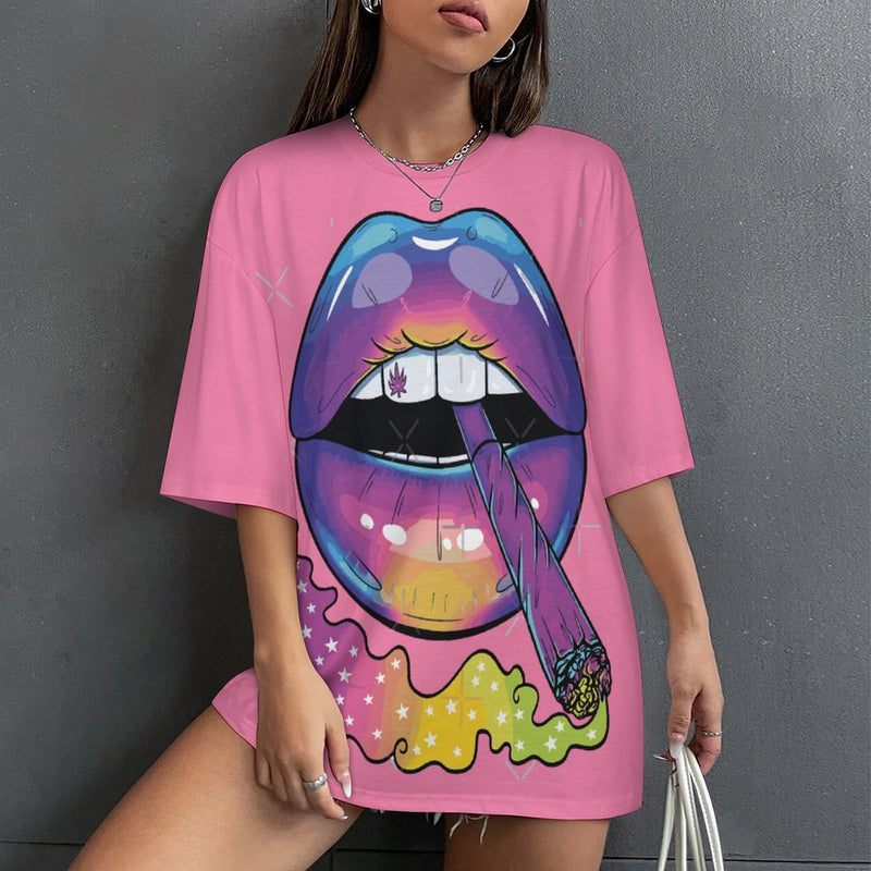 Women's Stoner Lips Acid & Punk Oversized T-shirt