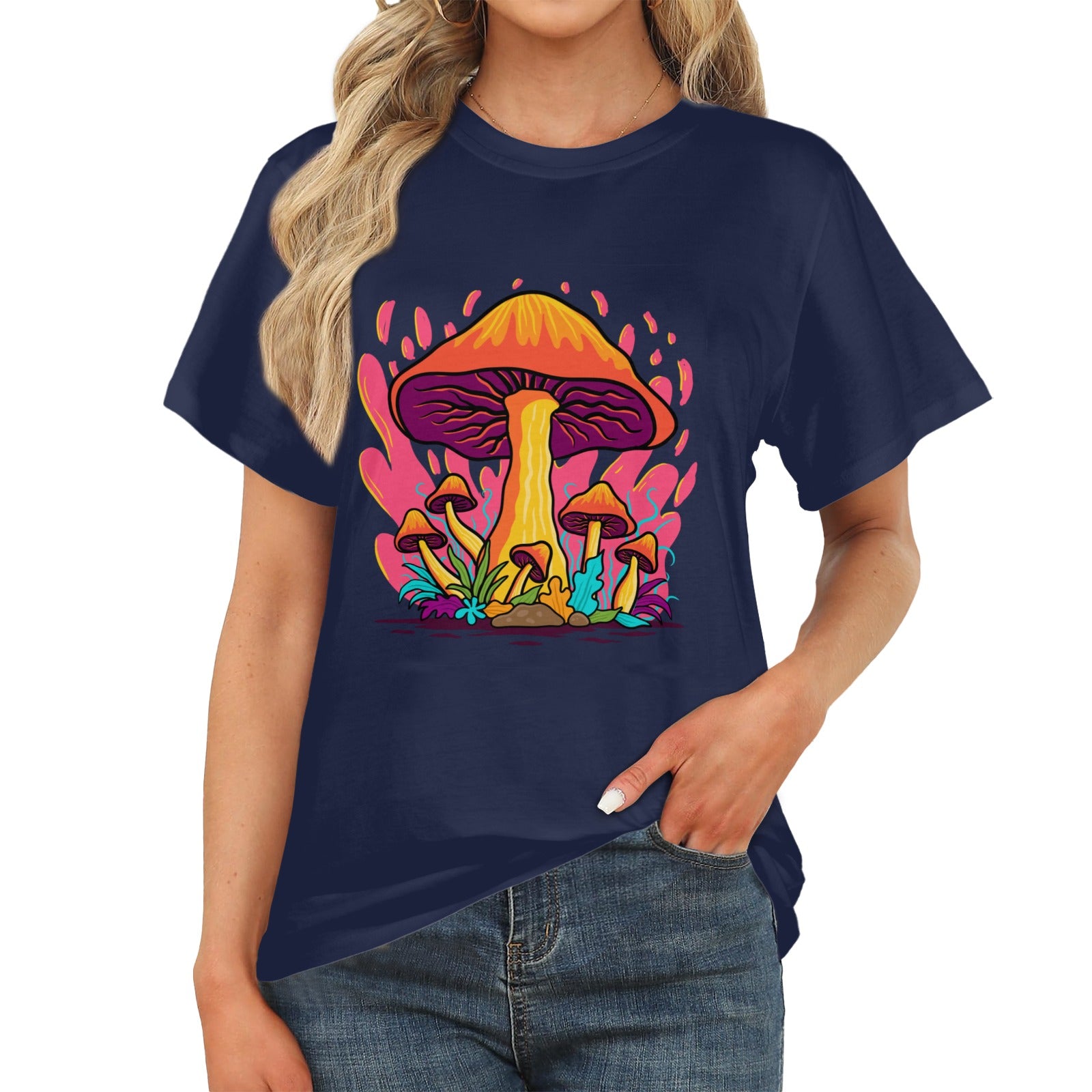 Women's Flaming Mushroom Acid & Punk Classic Fit T-shirt