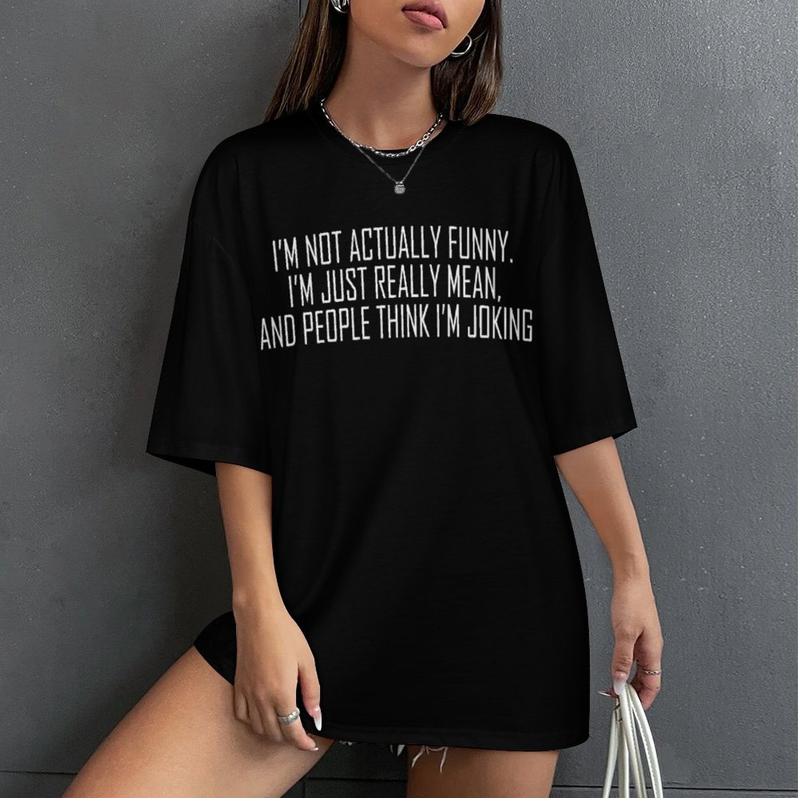 Women's Mean Me Typography Oversized T-shirt
