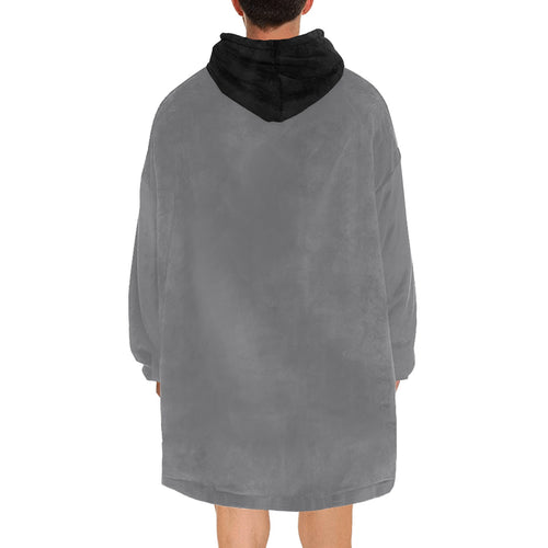 Men's Grey & Black Solid Blanket Hoodie