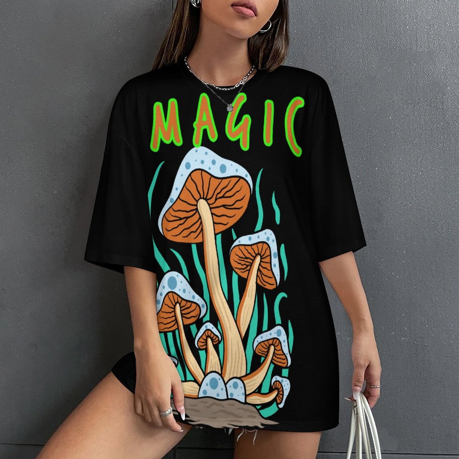 Women's Psychedelic Magic Mushrooms Acid & Punk Oversized T-shirt