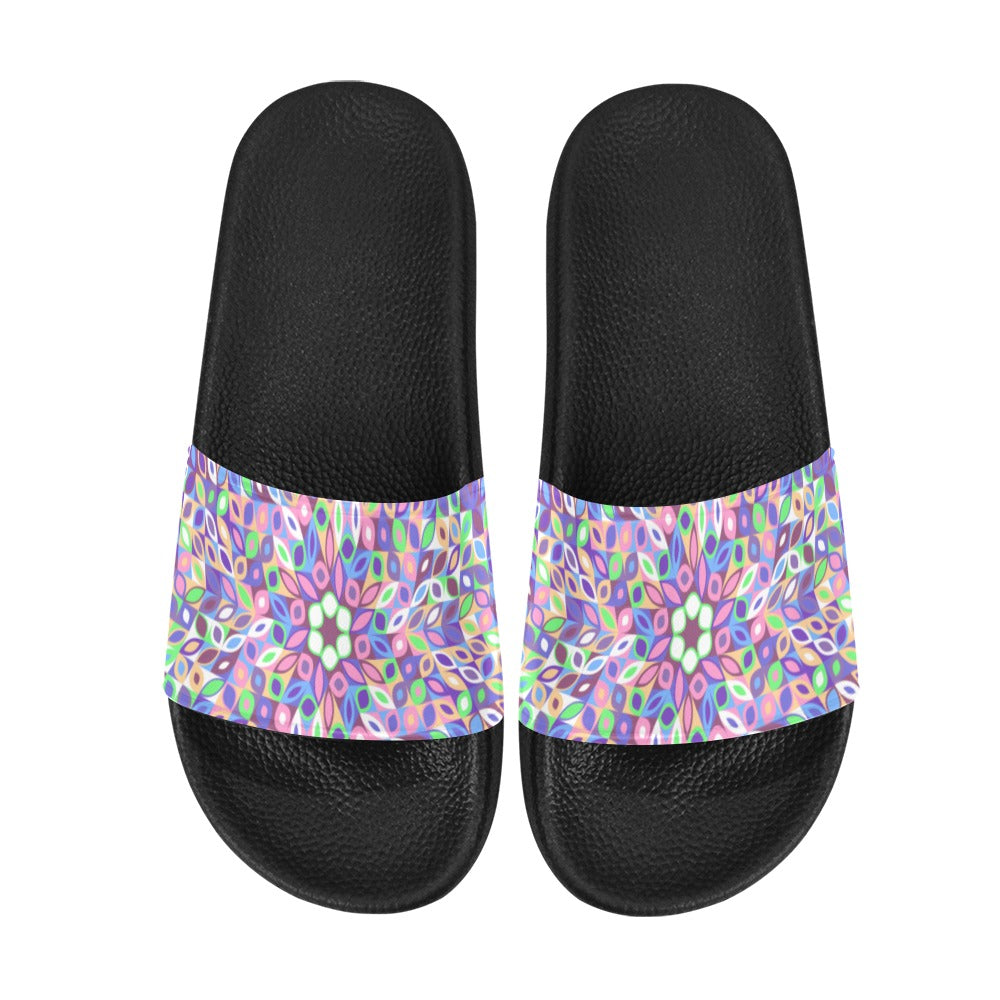 Women's Pastel Kaleidoscope Abstract Slider Sandals