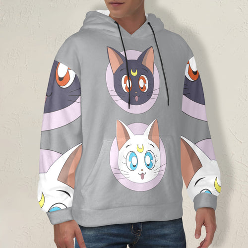 Men's Sailor Moon Cat Anime Flannel Hoodie