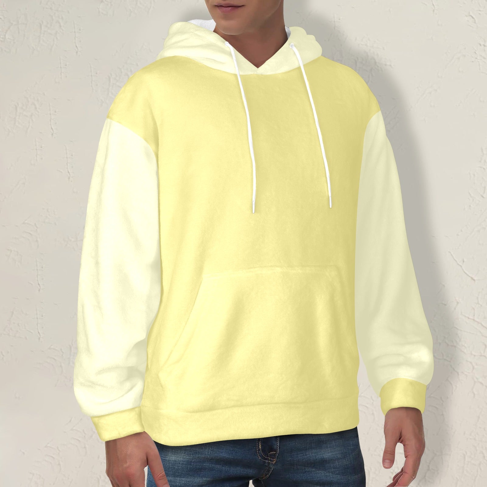 Men's Blond & Pale Spring Bud Solid Flannel Hoodie