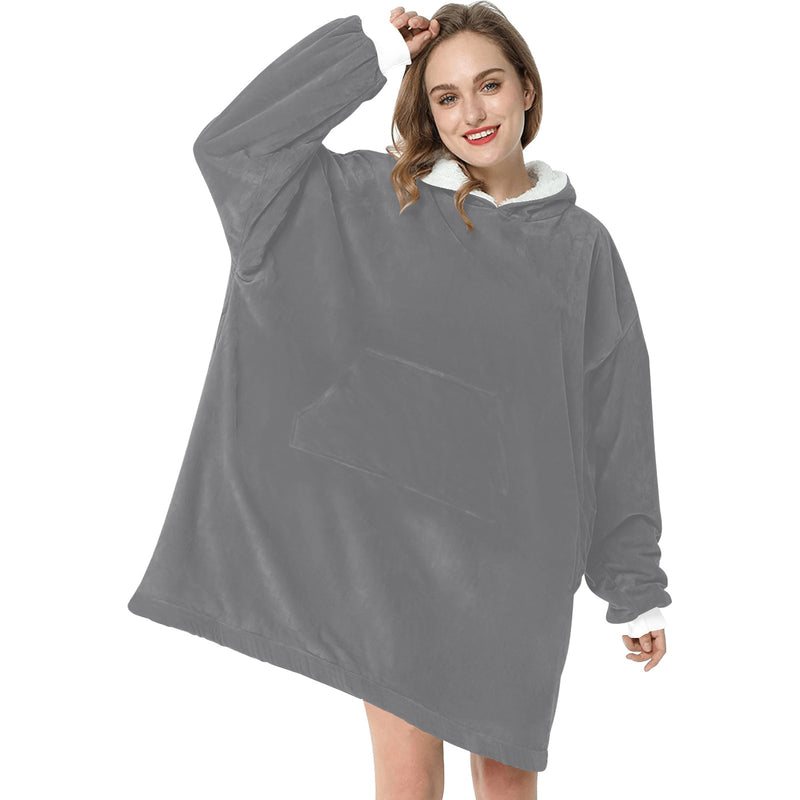 Women's Dim Grey Solid Blanket Hoodie