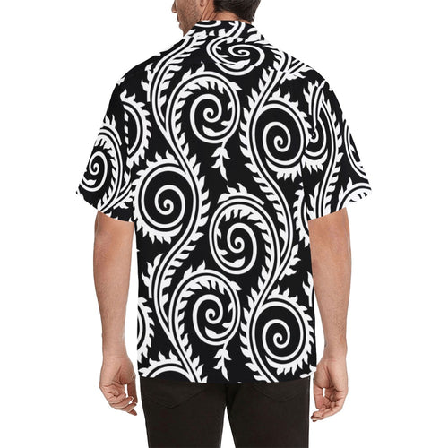 Men's Black Spirilla Abstract Half Sleeve Shirt