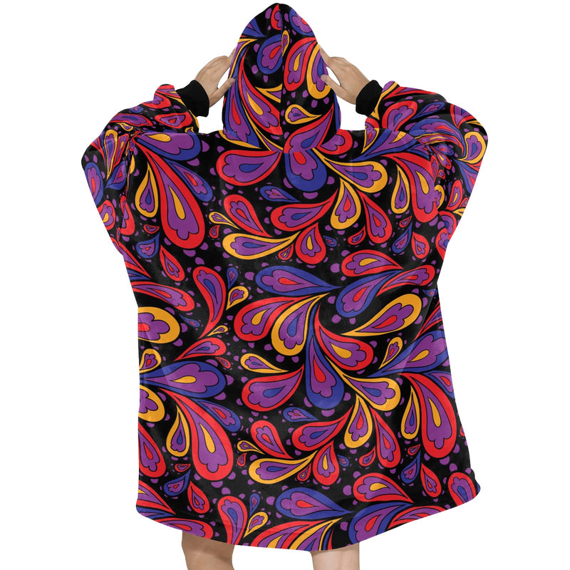 Women's Doodle Paisley Elements Abstract Blanket Hoodie