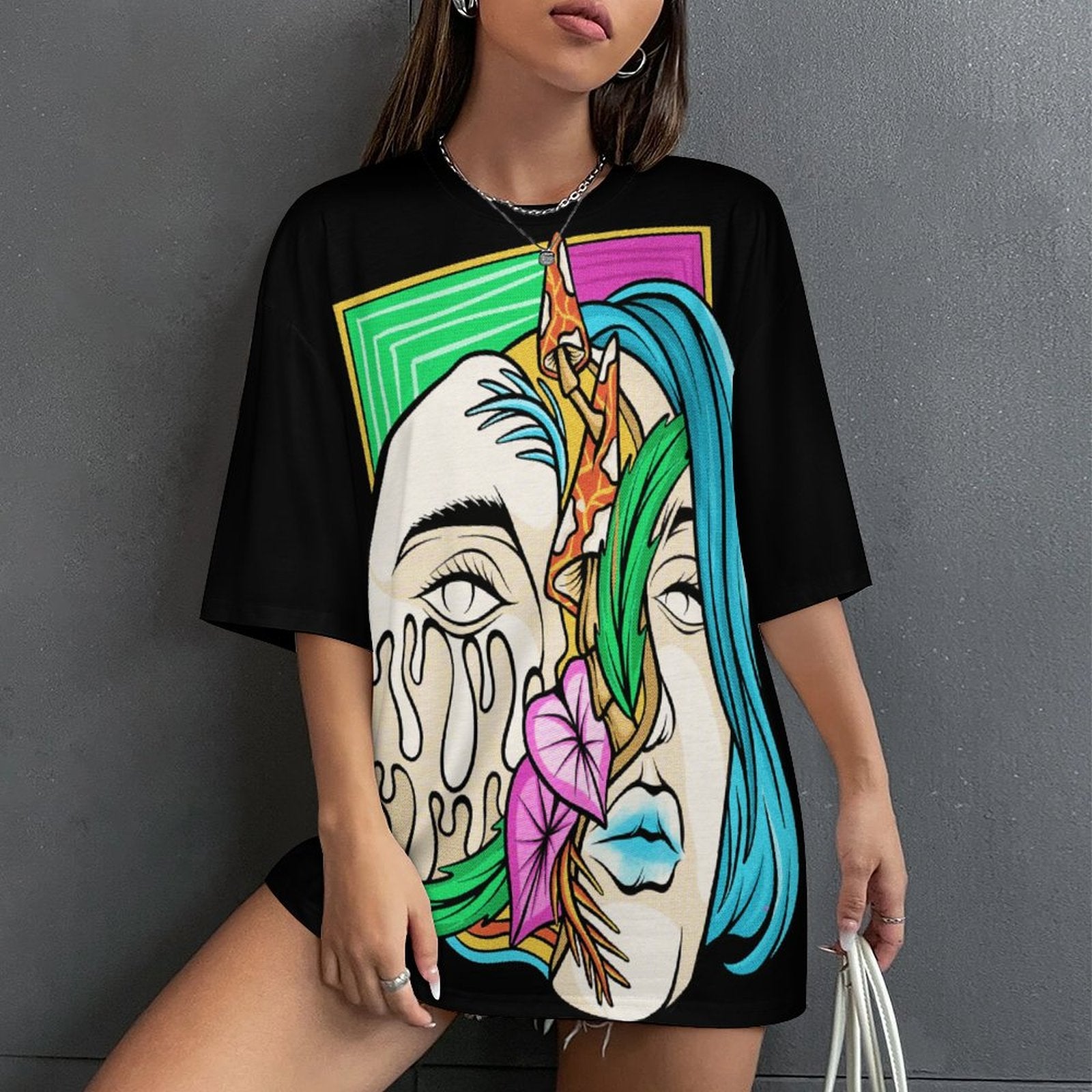 Women's Tripping Face Acid & Punk Oversized T-shirt