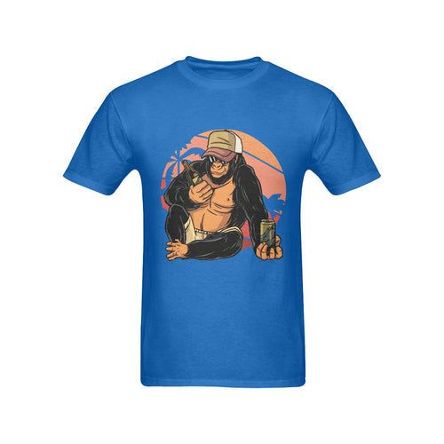 Men's Monkey With Wine Streetwear Classic Fit T-shirt
