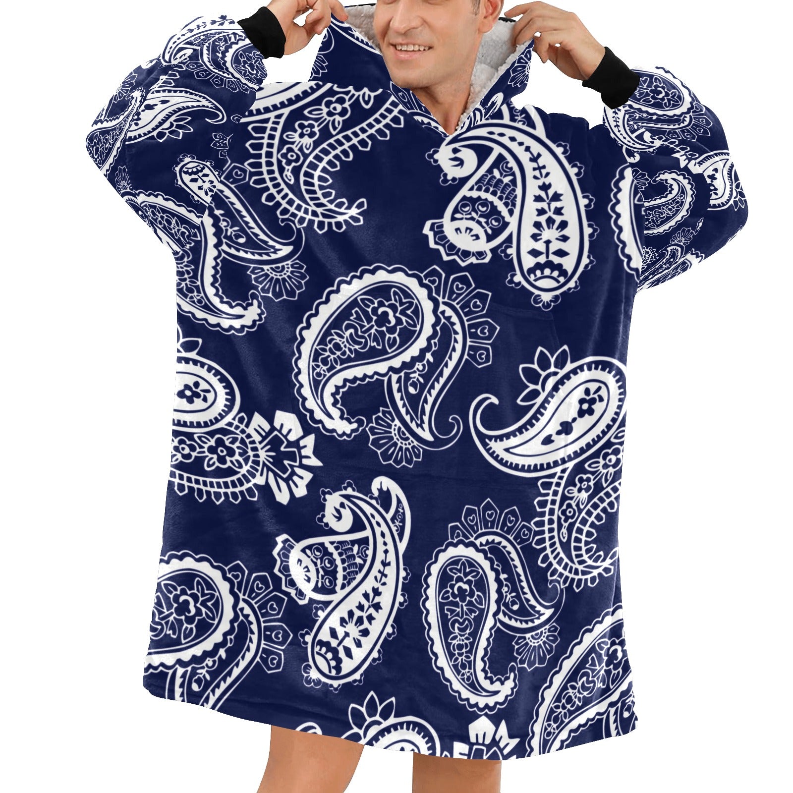 Men's Traditional Indian Paisley Abstract Blanket Hoodie