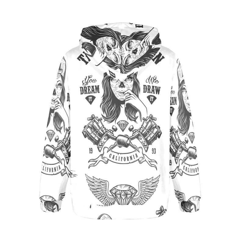 Women's Tattoo Art Abstract Flannel Hoodie
