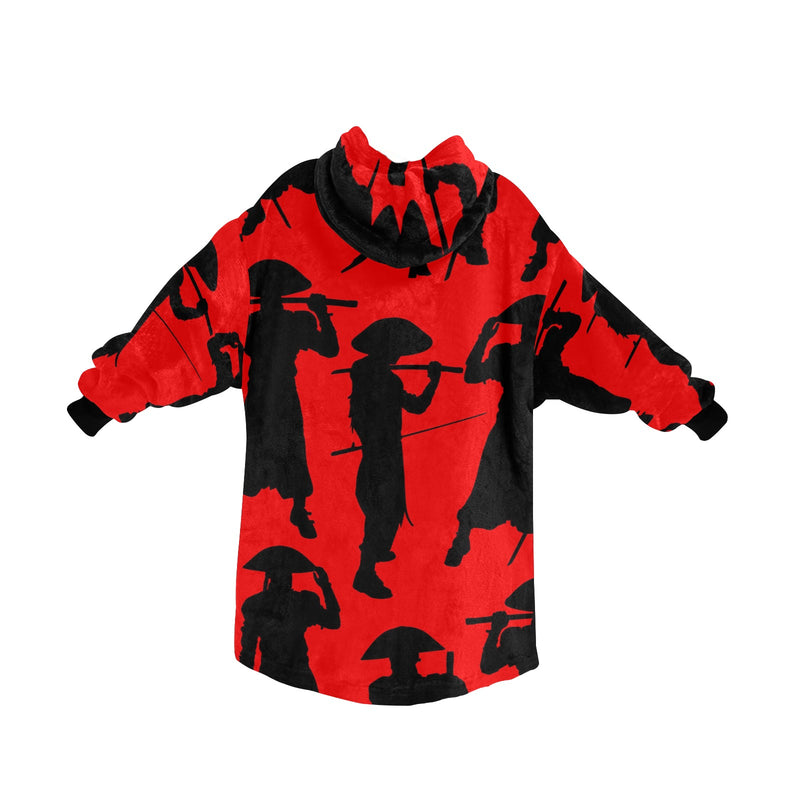 Women's Black Pirate Silhouette Abstract Blanket Hoodie