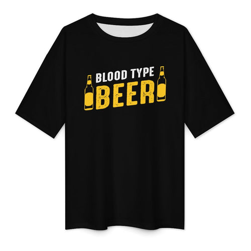 Men's Beer Blood Type Typography Oversized T-shirt