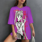 Women's Sailor Moon Fun Mode Anime Oversized T-shirt