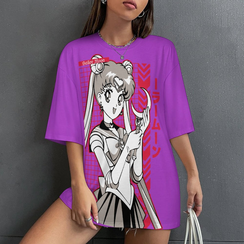 Women's Sailor Moon Fun Mode Anime Oversized T-shirt