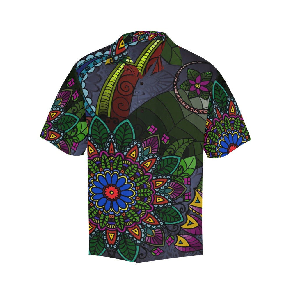 Men's Shady Mandala Burst Abstract Half Sleeve Shirt