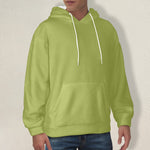 Men's Olive Green Solid Flannel Hoodie