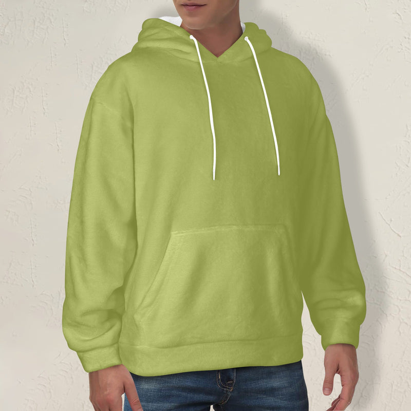 Men's Olive Green Solid Flannel Hoodie