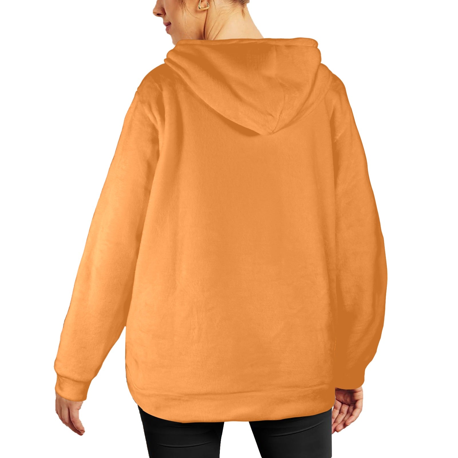 Women's Tiger Eye Orange Solid Flannel Hoodie