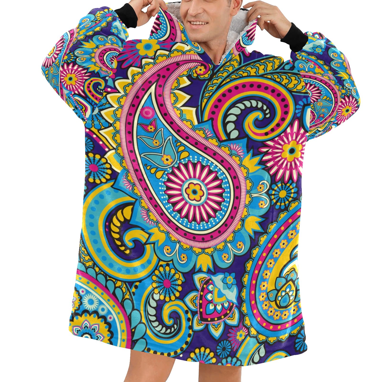 Men's Traditional Asian Paisley Elements Abstract Blanket Hoodie