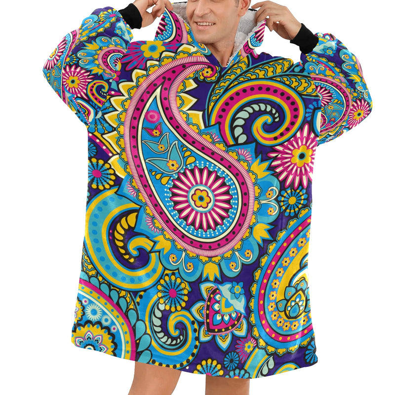 Men's Traditional Asian Paisley Elements Abstract Blanket Hoodie