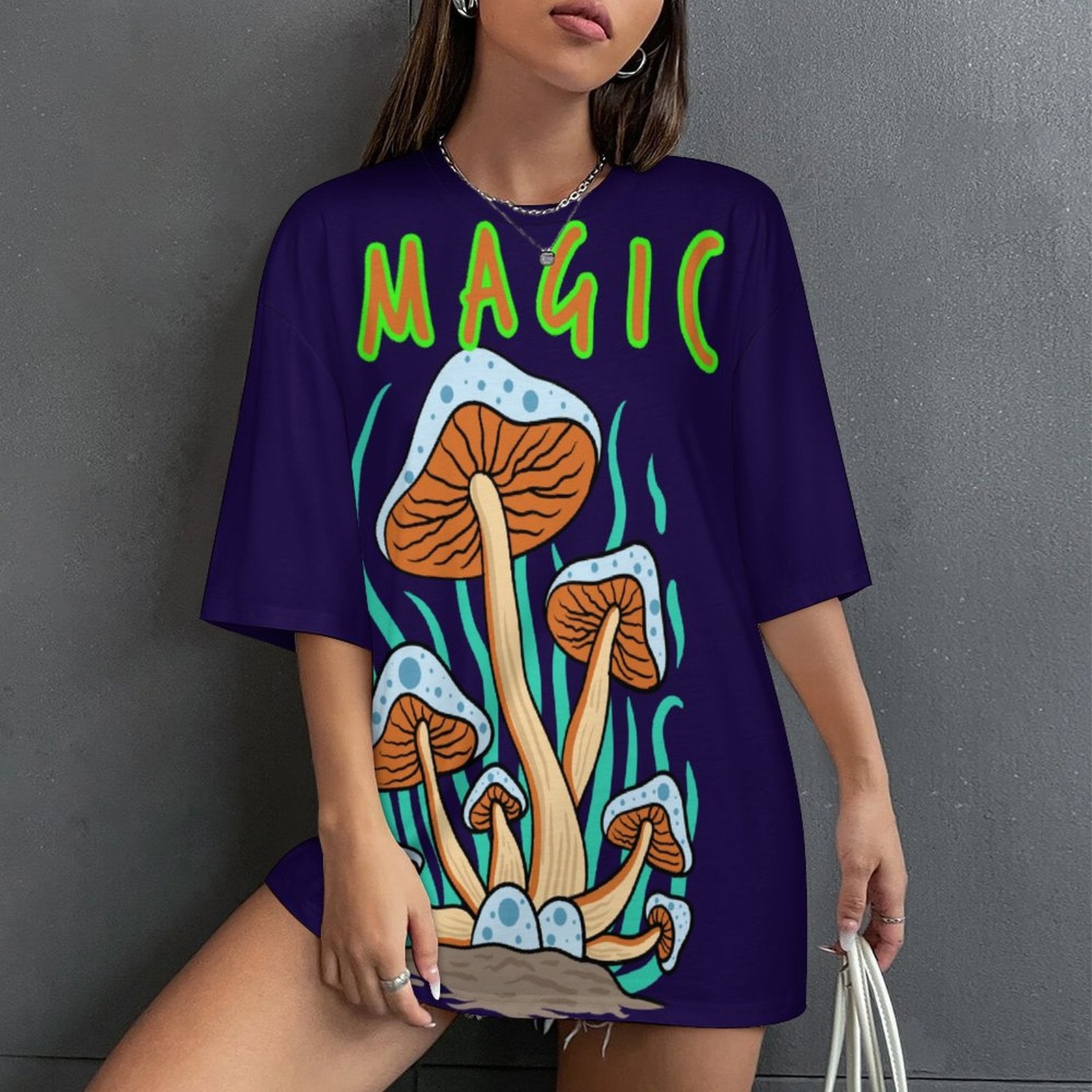 Women's Psychedelic Magic Mushrooms Acid & Punk Oversized T-shirt