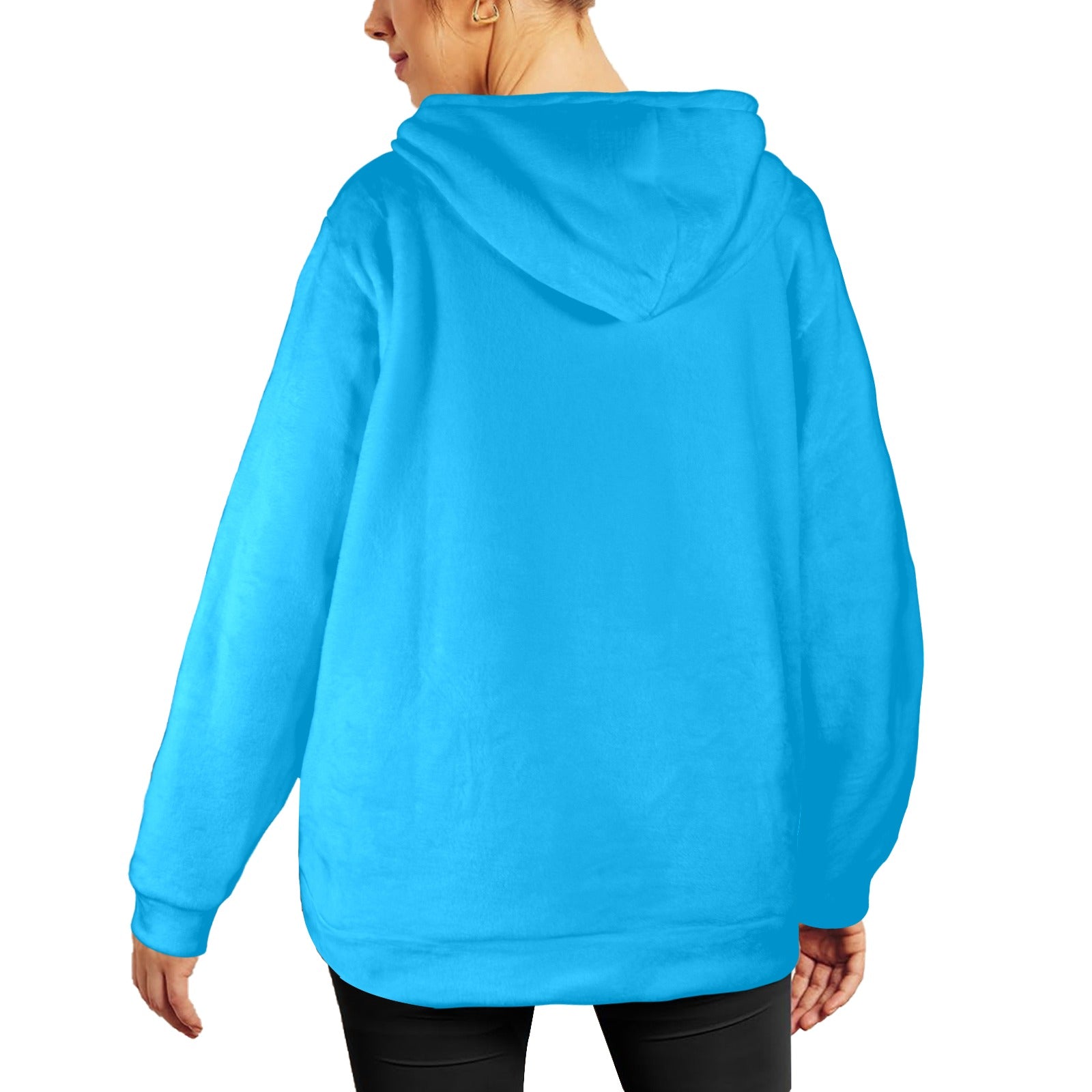Women's Sky Blue Solid Flannel Hoodie
