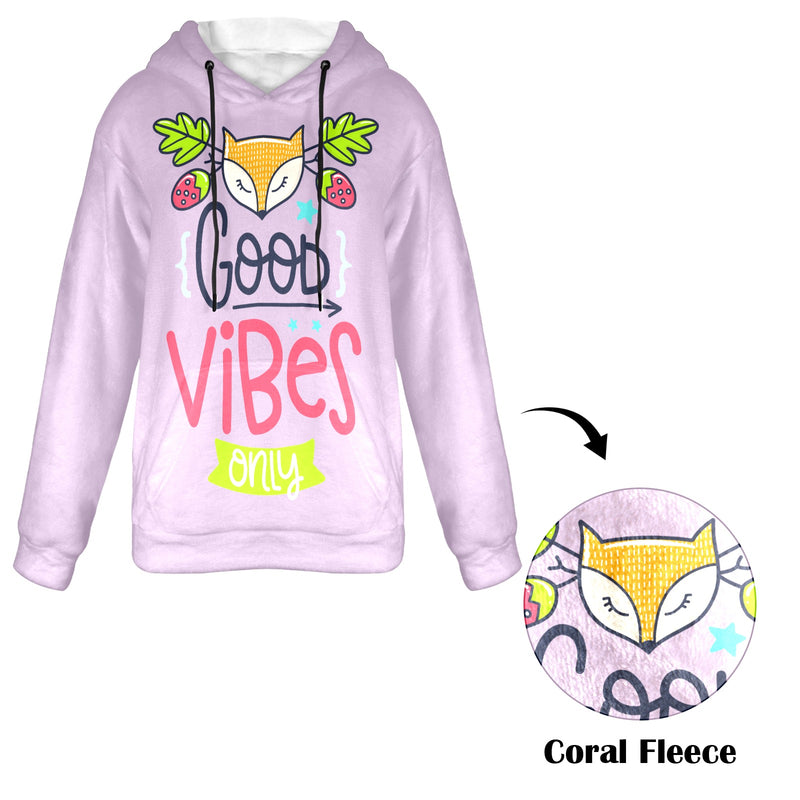 Women's Good Vibes Abstract Flannel Hoodie