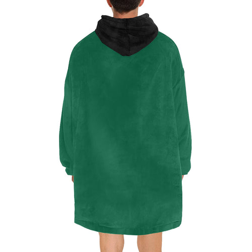 Men's Bottle Green & Black Solid Blanket Hoodie
