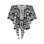 Women's Tribal Art Acid & Punk Shoulder Knot Front Blouse Top