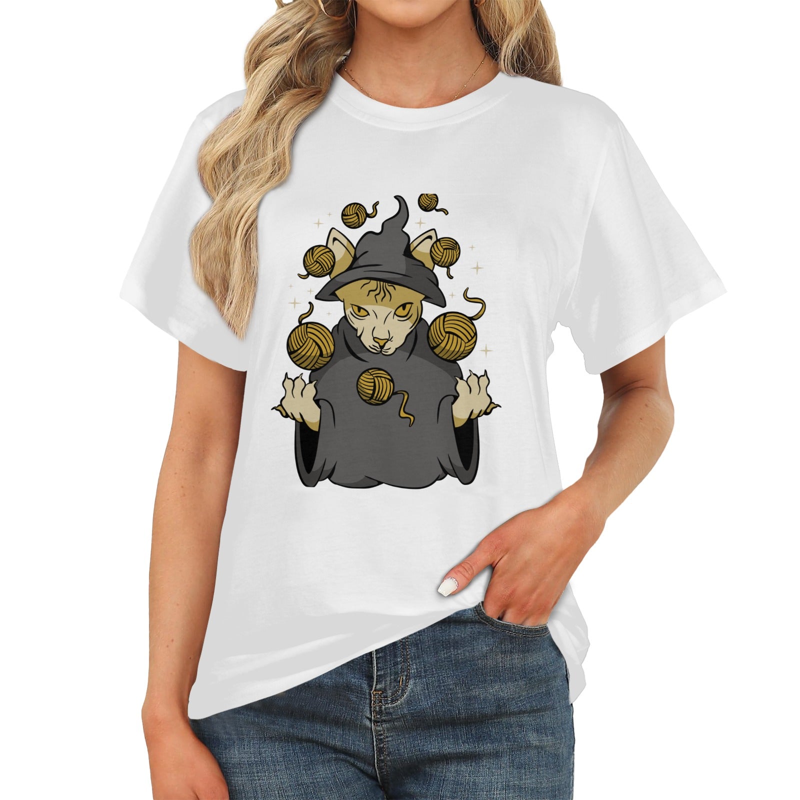 Women's Cat Wizard Acid & Punk Classic Fit T-shirt