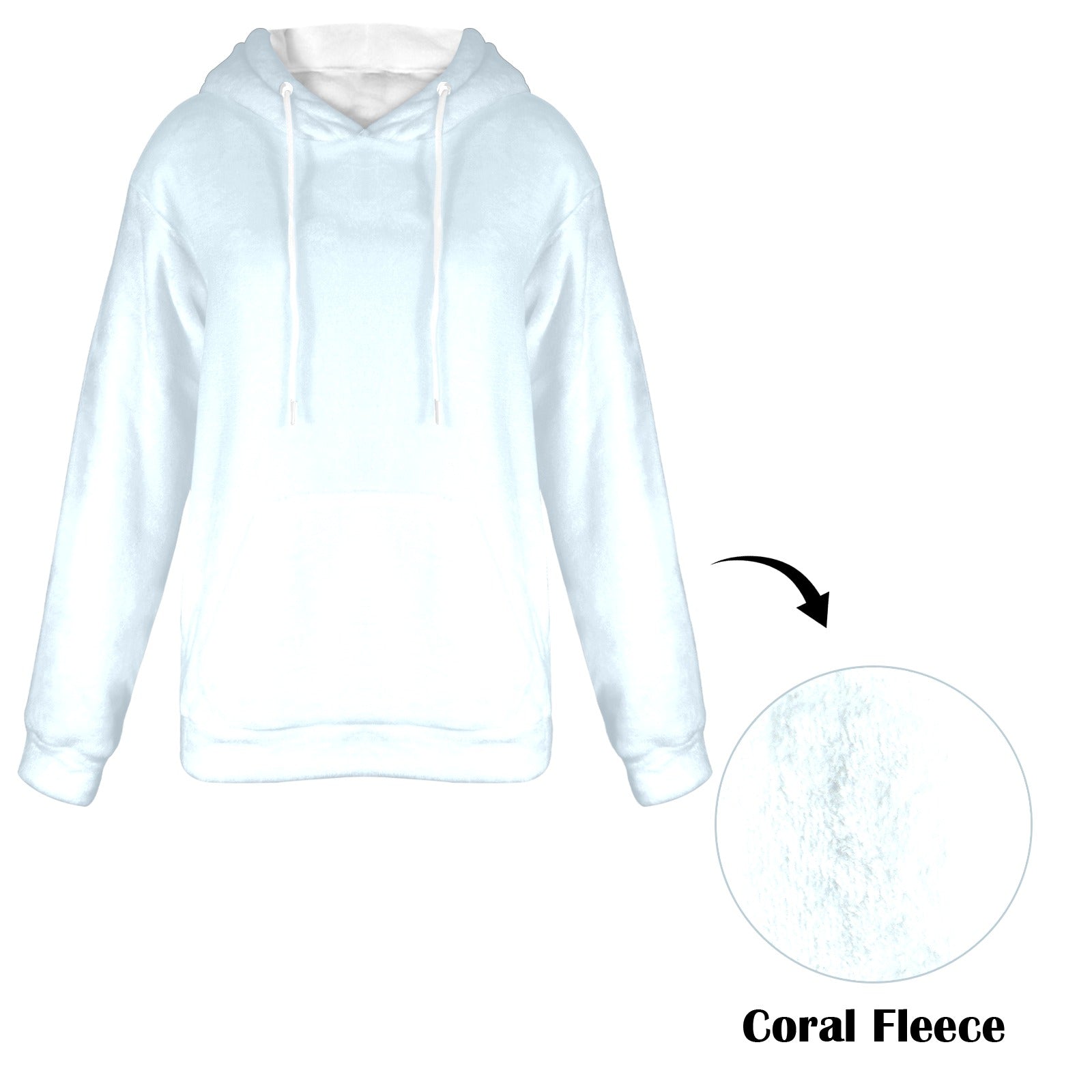 Women's Alice Blue Solid Flannel Hoodie