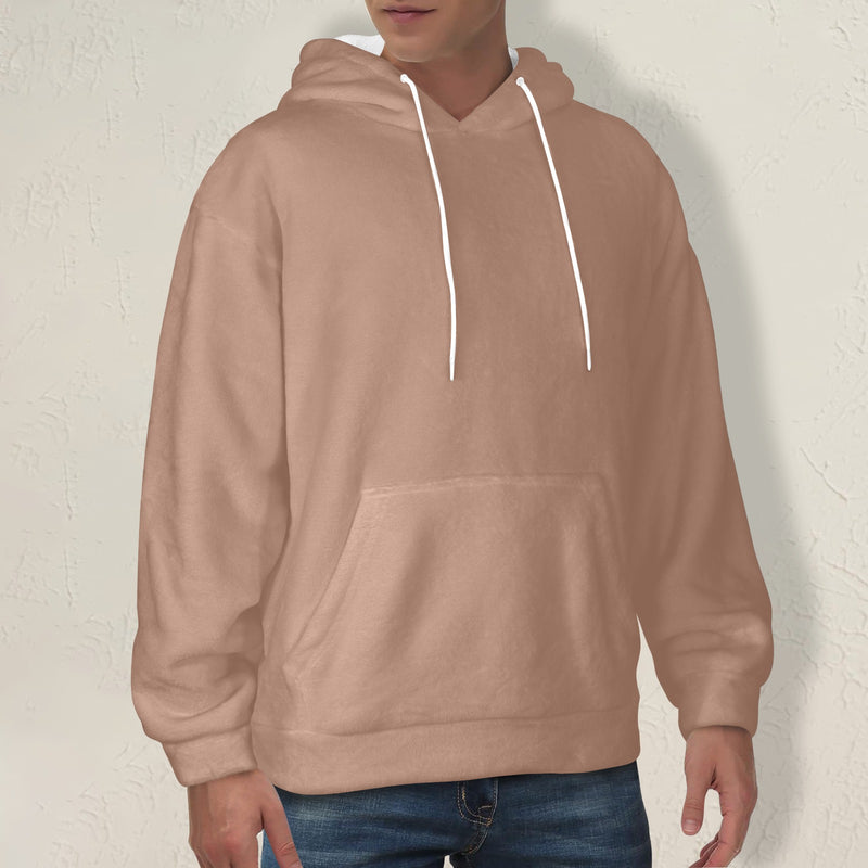 Men's Mocha Mousse Solid Flannel Hoodie